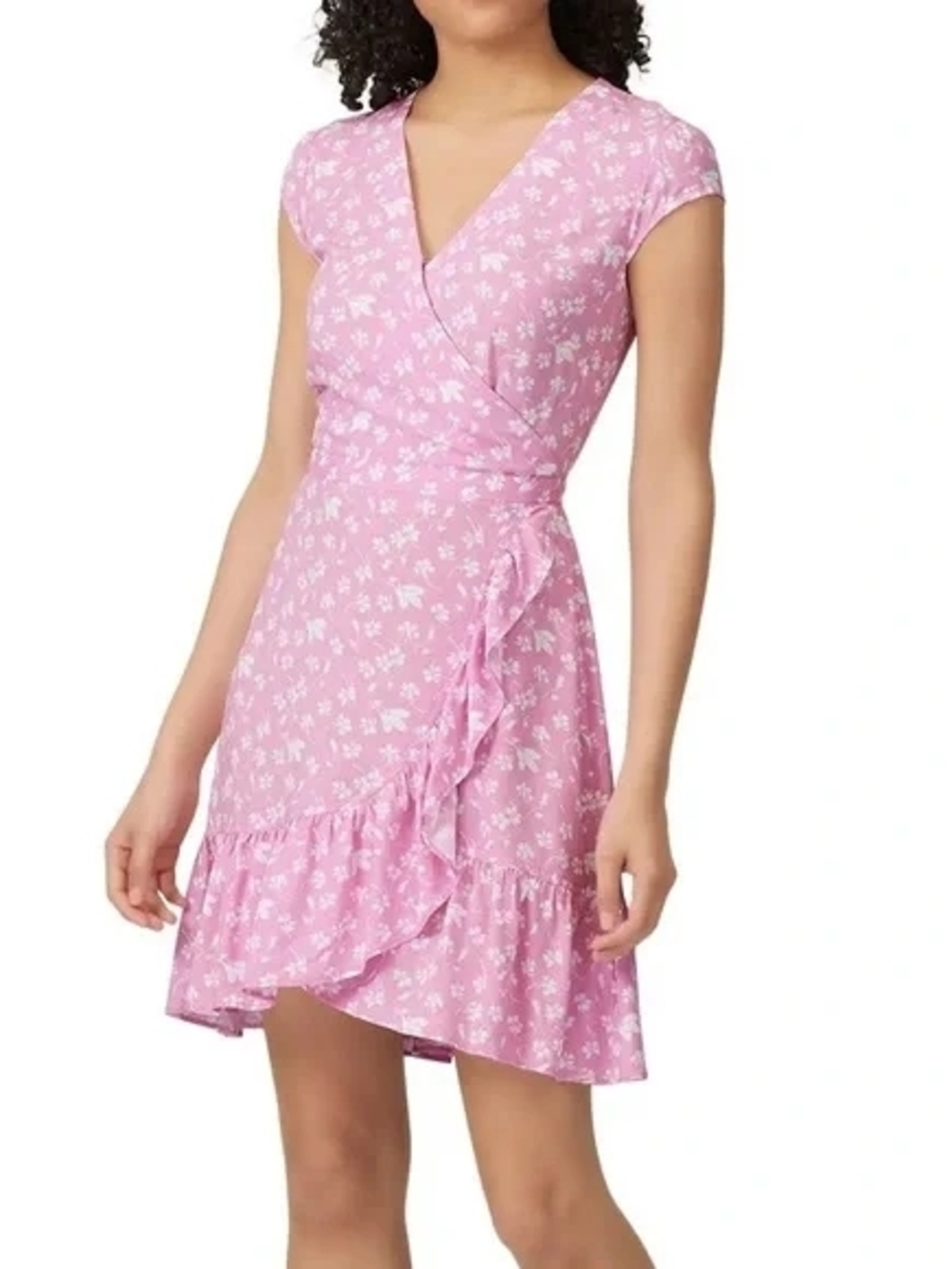 J. Crew Pink Floral Wrap Mini Dress